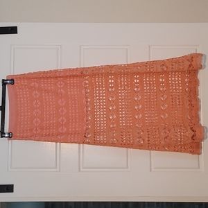 Boho Coral midi maxi sheer dress small